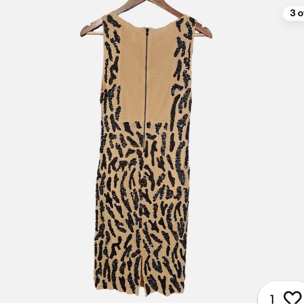 Alice + Olivia Black and Tan Patterned Midi Dress - Picture 3 of 5